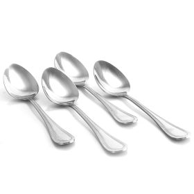 Gibson Home Graylyn 4 Piece Stainless Steel Beaded Edge Dinner Spoon Set