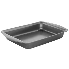 Gibson Baker's Friend 16.75 Inch Nonstick Steel Roasting Pan in Gray