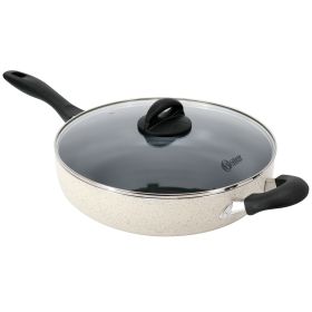 Oster Clairborne 5 Quart Aluminum Nonstick Saute Pan with Lid in Sand