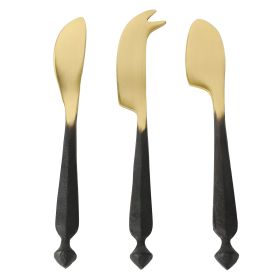 Cravings By Chrissy Teigen 3 Piece Brass Cheese Knife Set with Black Handles