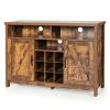 Rustic Brown Detachable 9 Bottle Wine Rack Kitchen Buffet Storage Cabinet