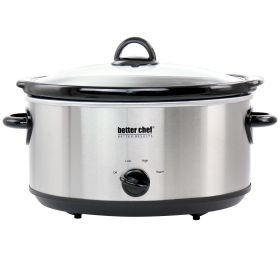 Better Chef 6 Quart Oval Slow Cooker with Removable Stoneware Crock in Stainless Steel