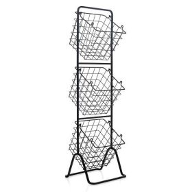 3-Tier Fruit Basket Stand with Adjustable Heights