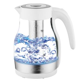 Brentwood Glass 1.7 Liter Electric Kettle with Tea Infuser in White