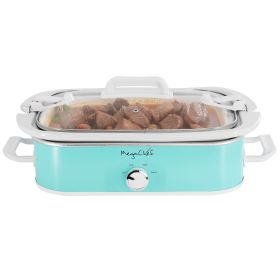 MegaChef 3.5 Quart Casserole Slow Cooker with 3 Temperature Settings in Turquoise