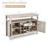 Grey Wood Sideboard Buffet Server Cabinet with Wine Rack and Storage Shelf