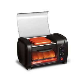 Elite Gourmet EHD-051B New Cuisine Hot Dog Roller and Toaster Oven, Black