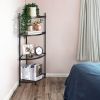 YSSOA 4 Tier Corner Display Rack Multipurpose Metal Shelving Unit, Bookcase Storage Rack Plant Stand for Living Room, Home Office, Kitchen, Small Spac