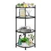 YSSOA 4 Tier Corner Display Rack Multipurpose Metal Shelving Unit, Bookcase Storage Rack Plant Stand for Living Room, Home Office, Kitchen, Small Spac