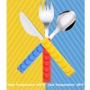 Kids'  3Pcs Flatware with Brick Toy Silicone Handle Childrens Stainless Steel Silverware Toddler Utensils Spoons+Forks+Knife Set