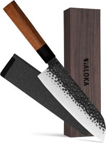 8 Inch Gyuto Knife - Professional Japanese Chef Knife - 3 Layers 9CR18MOV High Carbon Steel - Hand Hammered Blade Kitchen Knife (Option: Santoku Knife)